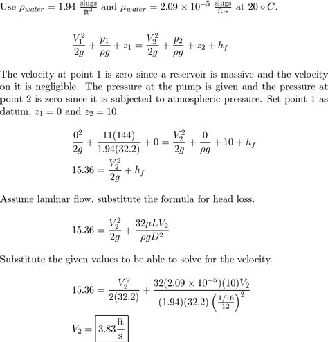 Water At 20C Is Pumped From A Reservoir Through A Vertical Quizlet