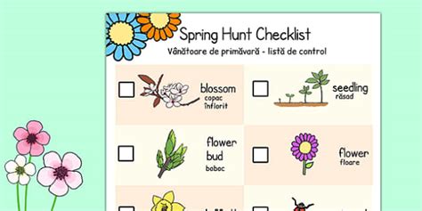 Spring Hunt Checklist Romanian Translation Professor Feito