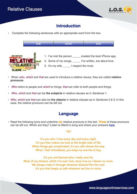 Relative Clauses - Language Online Services