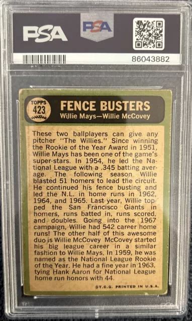 1967 TOPPS FENCE Busters Willie Mays Willie McCovey 423 PSA EUR 27 99