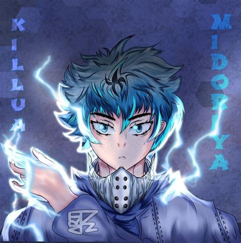 Anime Character with Blue Hair and Lightning