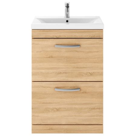 Scudo Alfie Mm Vanity Unit With Basin And Fluted Drawer In Sonoma