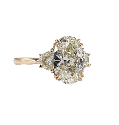 Stunning GIA 3.50ct Vintage OVAL DIAMOND Engagement Wedding 3 stone