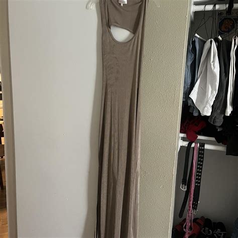 Women S Cream And Tan Dress Depop