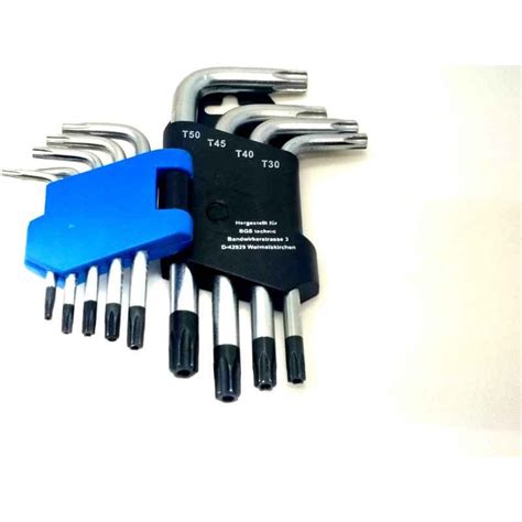 9 Piece Angled Torx Wrenches With Drilling