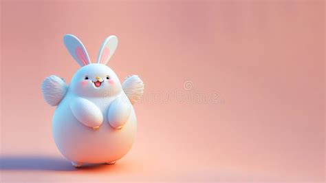 Happy Rabbit or Bunny Character Standing on Peach Background and Copy ...