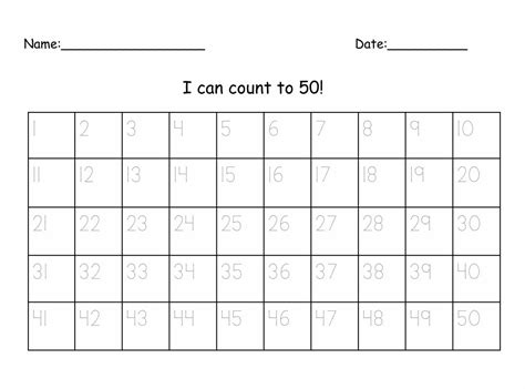 Printable Number 1 50 Worksheet - Printable JD