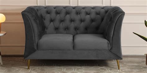 Buy Azalea Velvet 2 Seater Sofa In Fossil Grey Colour At 11 OFF By