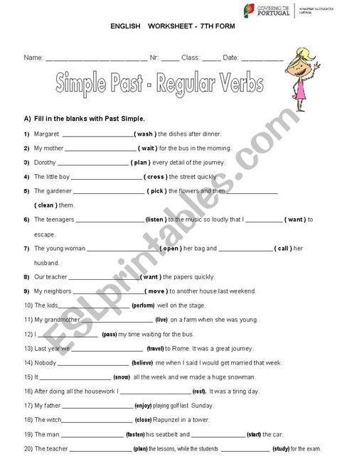 Past Simple Regular Verbs Esl Worksheet By Nbkomputer