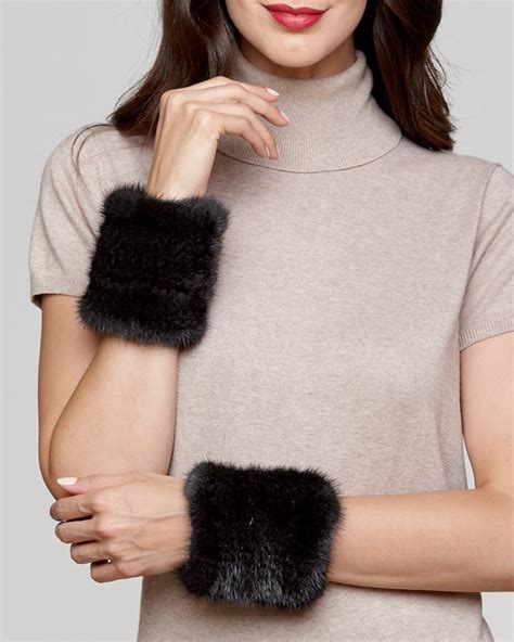 Joyce Black Mink Fur Wrist Cuffs Furhatworld