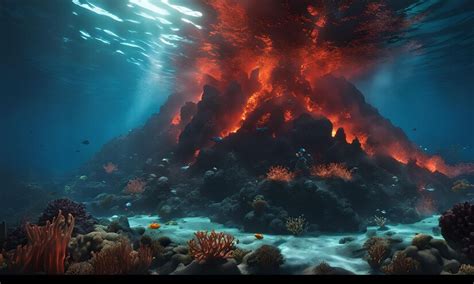 Underwater Volcanoes In The Ocean Floor Premium Ai Generated Image