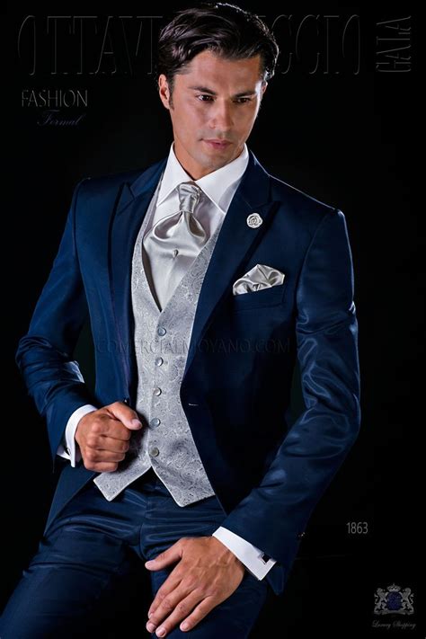 Blue Wool Mix Bespoke Suit Mario Moreno Moyano Costume Mariage