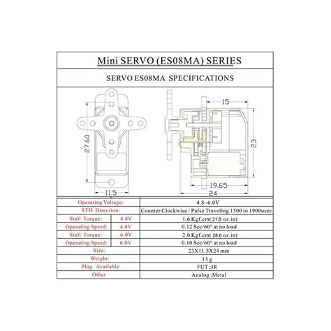 Emax ES08MA II MG 2kg 0 1s 12g Micro Servo Analogic TURBINES RC