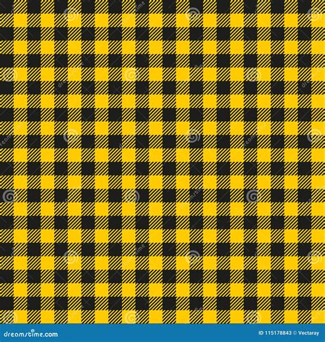 Seamless Mustard Yellow And Black Checkered Fabric Pattern Background