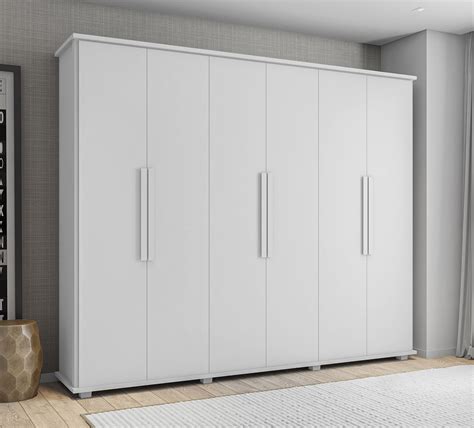 Guarda Roupas Casal Branco - Guarda-Roupa Casal Branco 6 Portas 4 Gavetas Canadá - RV Móveis