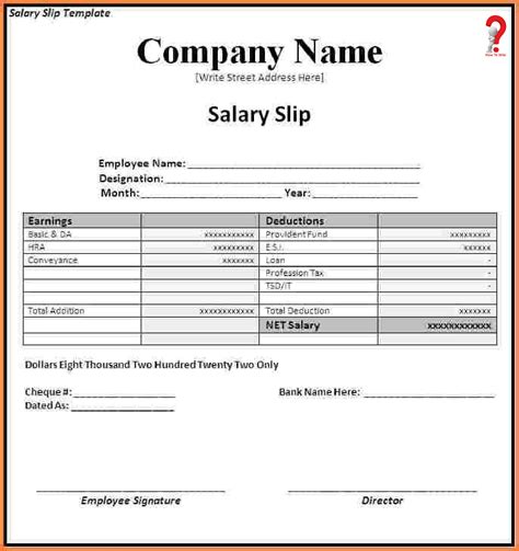 How To Make Salary Slip Format In Pdf Excel Word