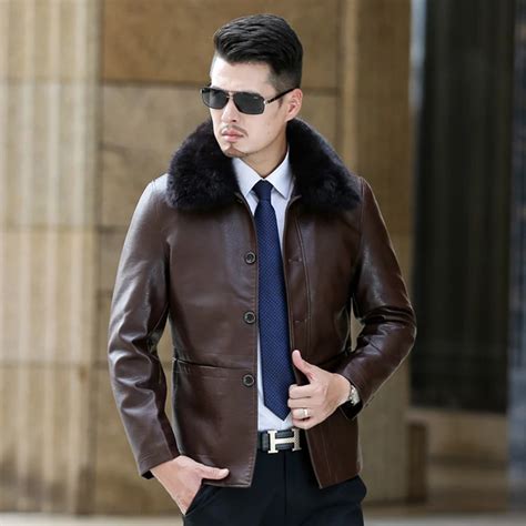 Mens Faux Fur Coats Winter Leather Jacket Men Thick Pu Imitation Sheep Skin 2017 Mens Leather