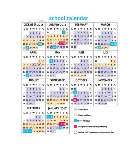 Free Printable School Year Calendar