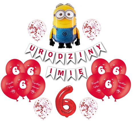 Zestaw Balony Dekoracje Minionki 6 Urodziny 11803317113 Allegro Pl