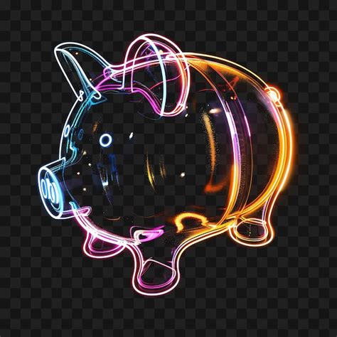 Premium PSD Psd Transparent Neon Pulsating Glass Piggy Bank Icon With