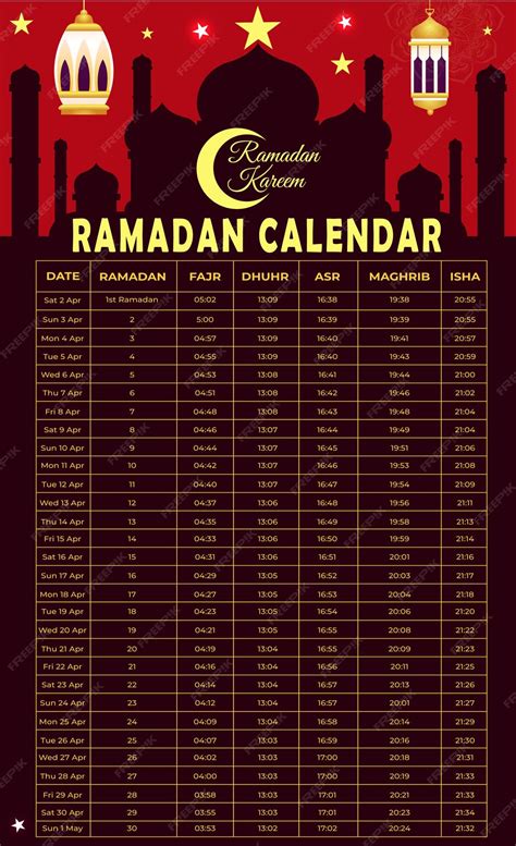 Premium Vector Vector Gradient Ramadan 2024 Calendar Template