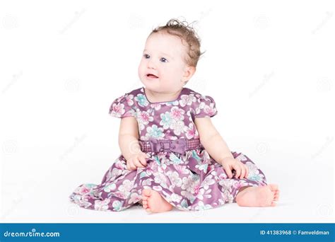 Beautiful Baby Girl In A Purple Dress Stock Photo Image Of Happiness