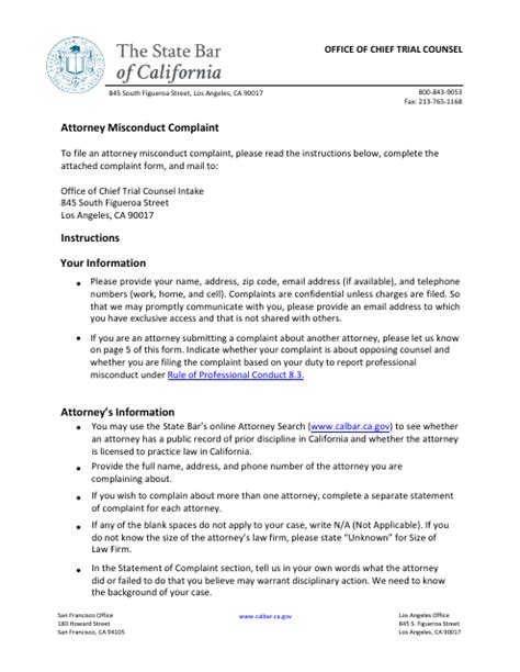 California Attorney Misconduct Complaint Form - Fill Out, Sign Online ...