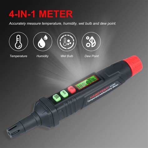 HABOTEST 4 In 1 Digital Psychrometer Portable Thermo Hygrometer Mini