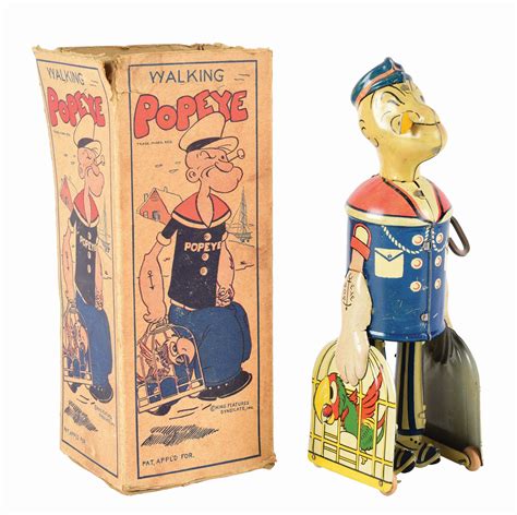 Lot Detail Early Marx Tin Litho Wind Up Walking Popeye Toy