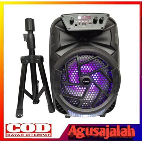 Jual SPEAKER KARAOKE PORTABLE FLECO F8863 LED FREE MICROPHONE FREE