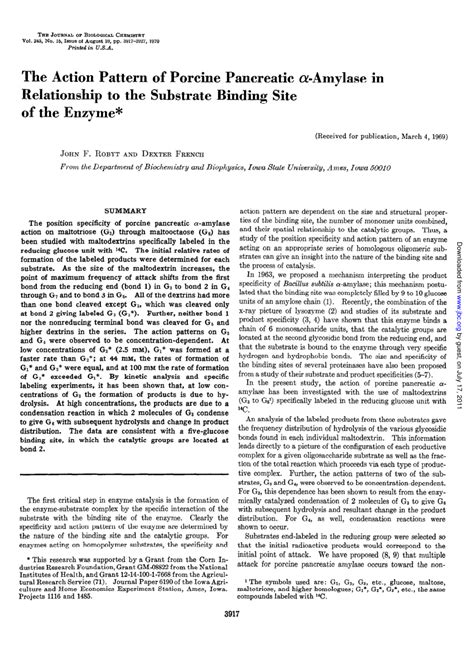 Pdf The Action Pattern Of Porcine Pancreatic Amylase In