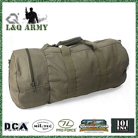 Olive Drab Cotton Canvas Military Carry Duffle Double Sports Gym Shoulder Bag With Strap China