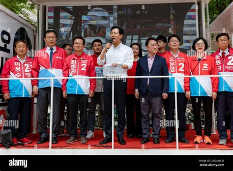 The Current Mayor Of Seoul Oh Se Hoon Campaigning For The Mayor Of