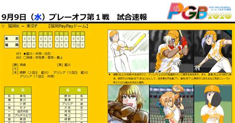 Pixiv女子プロ野球 【pgb Navi】9月9日po第1戦・試合速報 Pgb Naviのイラスト Pixiv