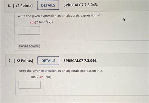 Solved Write The Given Expression As An Algebraic Expression Chegg