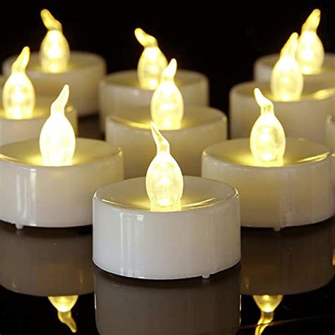 Classic White LED Tealight Candles 12 Pack Realistic Flameless