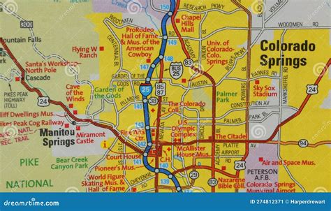 Map Image Of Colorado Springs Colorado Stock Image Image Of Landmarks