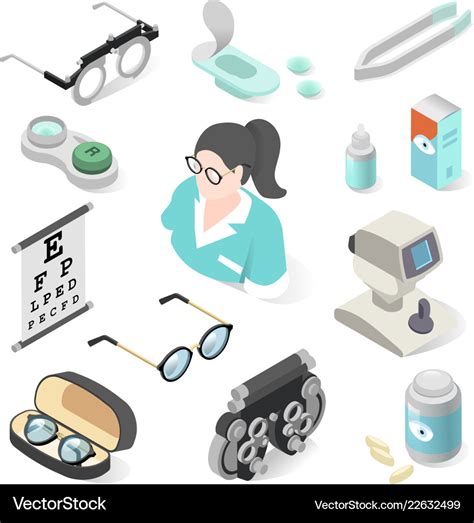 Eye examination professional equipment Royalty Free Vector