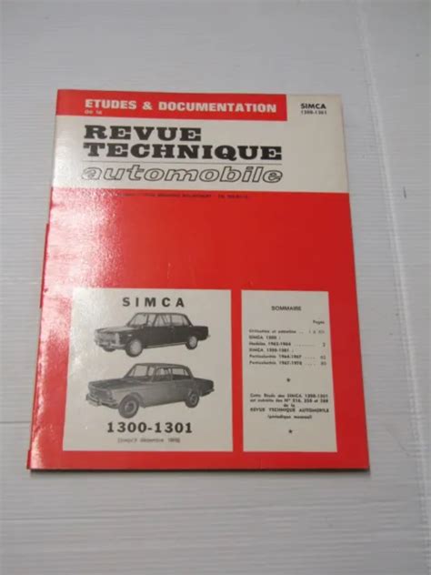 Revue Technique Automobile Simca Et Simca Eur