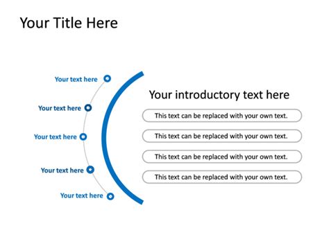 Powerpoint Slide Curved List Diagram Vertical 5 Lists Blue