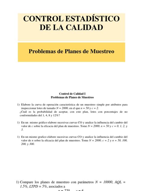 Problemas De Planes De Muestreo Descargar Gratis Pdf Muestreo Estadísticas Science