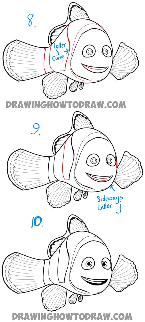 How To Draw Marlin From Finding Dory And Finding Nemo Easy Step By