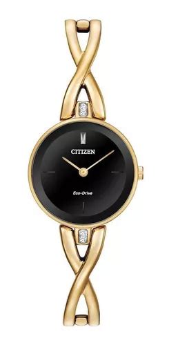 Rel Gio De Pulso Citizen Silhouette Crystal Corpo Dourado