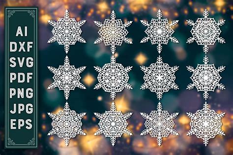 Snowflakes Laser Cut Svg Dxf Bundle 115 Graphic By Laijuakter · Creative Fabrica