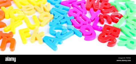 Colorful magnetic letters isolated on white Stock Photo - Alamy