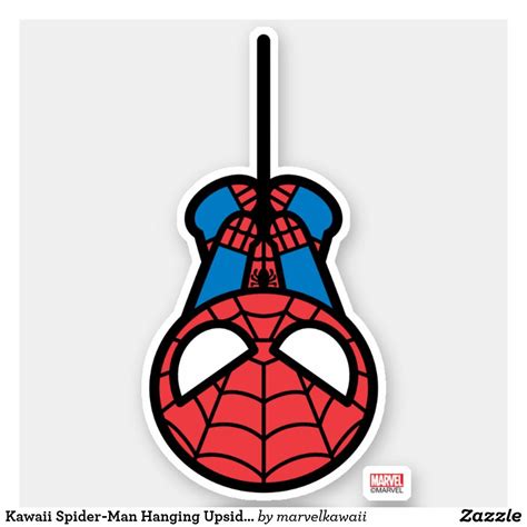 Kawaii Spider-Man Hanging Upside Down Sticker | Zazzle | Kawaii spider ...