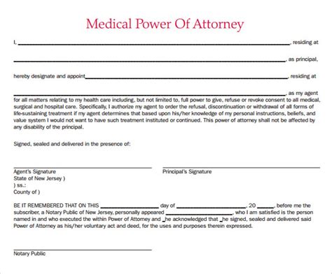 8 Medical Power Of Attorney Form Samples Examples And Format Sample Templates