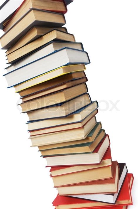 Stapel Bücher auf dem weißen Stock Bild Colourbox