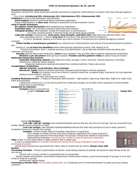 CPSS 4 Parenteral Injections Medication Preparation And