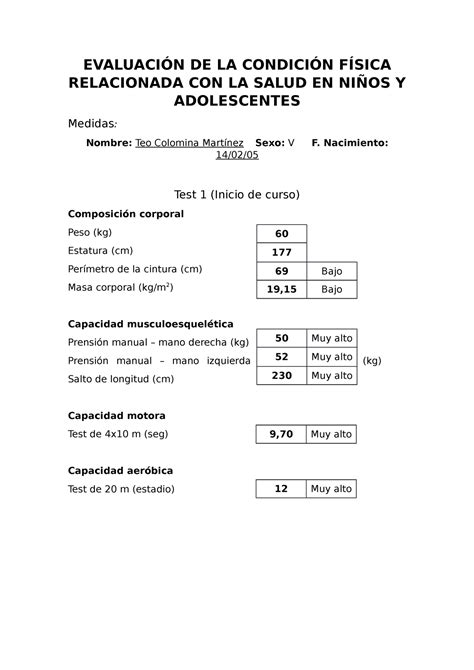 Evaluación DE LA Condición Física Relacionada CON LA Salud EN Niños Y